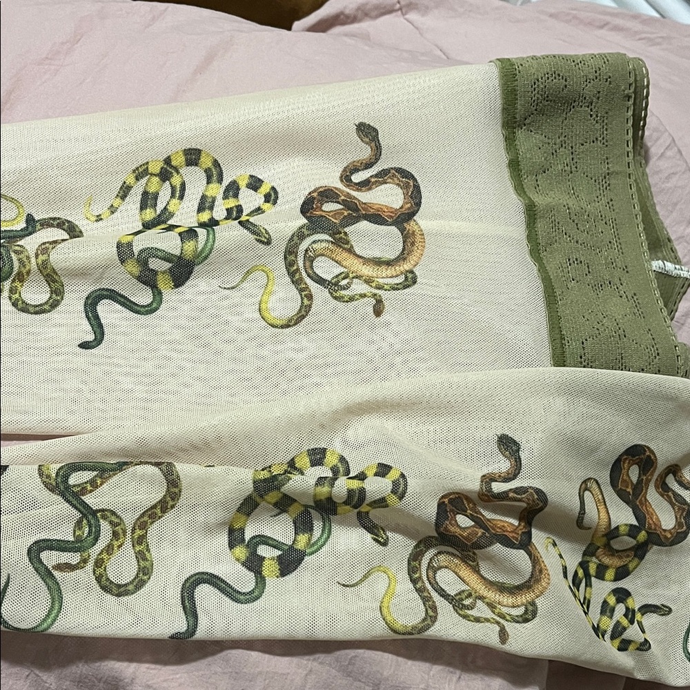 Snake Print Stockings with Green Trim